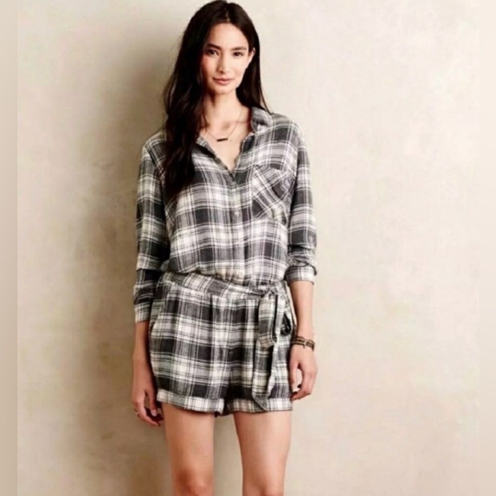 Anthropologie Cloth & Stone Flannel Romper, XS